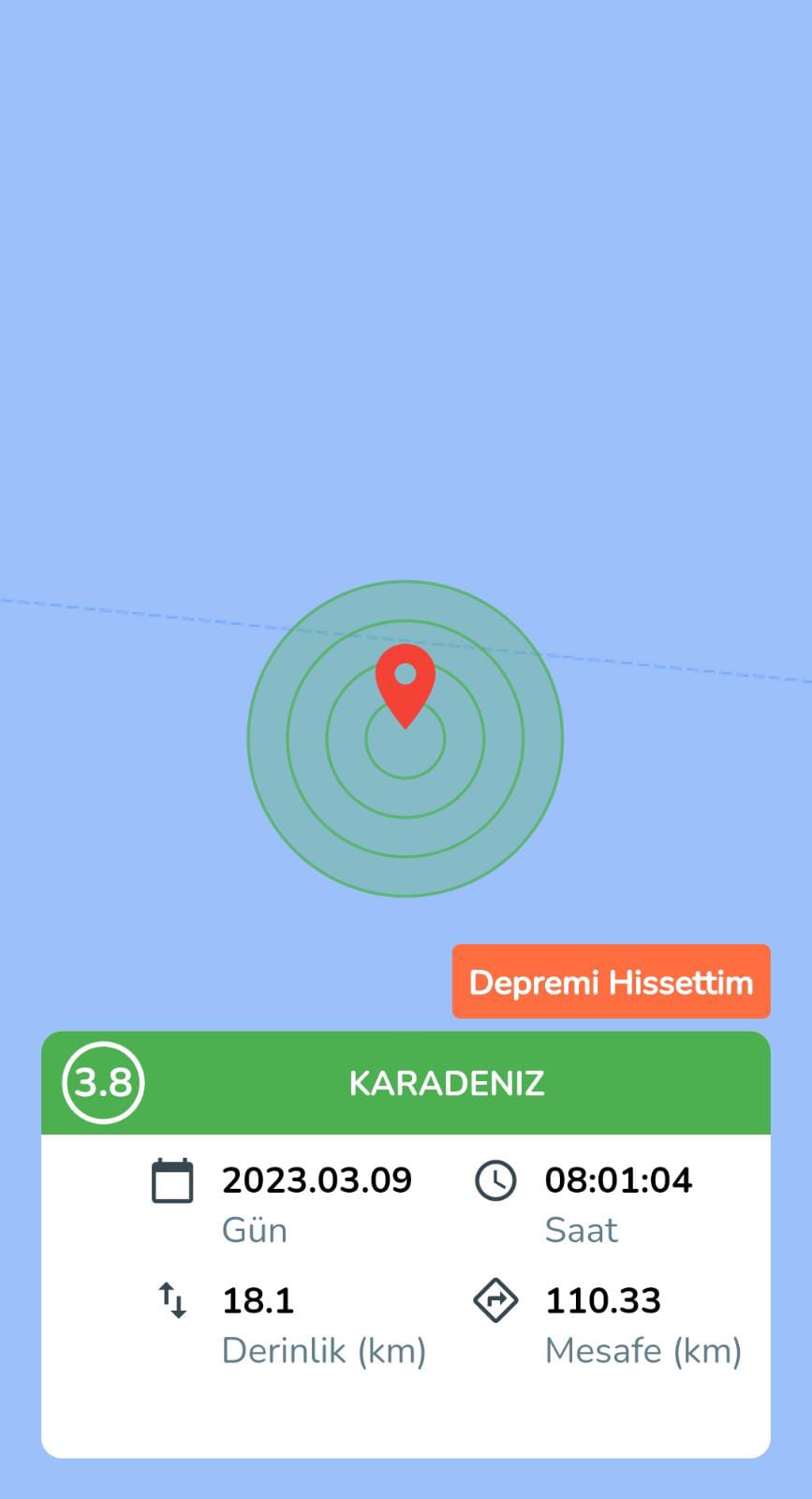 Bafra'da 3.8 şiddetinde deprem